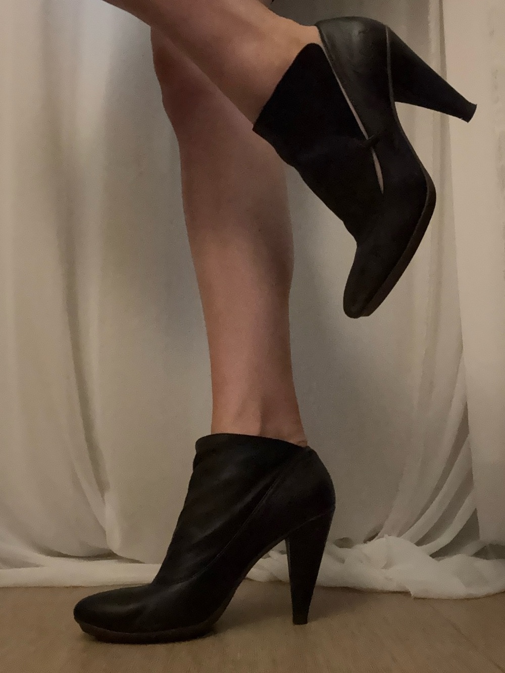 Coach Black Leather boots with Sculpted Heel